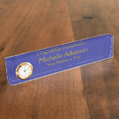 Goud & Diepblauw Kleur Professional Plain Modern Naambordje (Zijkant)