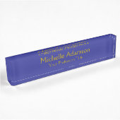 Goud & Diepblauw Kleur Professional Plain Modern Naambordje