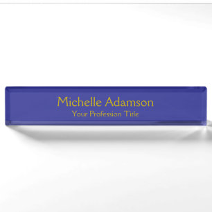 Goud & Diepblauw Kleur Professional Plain Modern Naambordje
