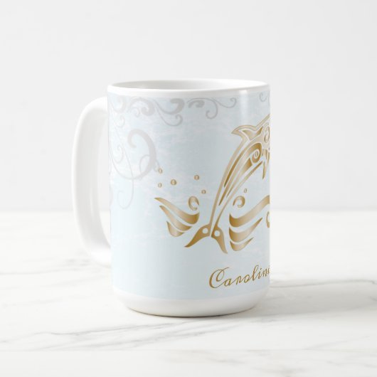 Goud dolfijn op maat gemaakte koffie-Mok Koffiemok (Voorkant links)