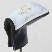Goud dolfijn persoonlijk Golfhoofd Hoesje Golfheadcover (3/4 voorkant)