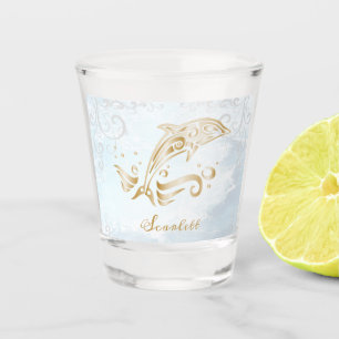 Goud dolfijn, speciaal ontworpen schuimglas shot glas