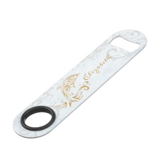 Goud Dolphin Aangepaste opening voor fles Speed Flessenopener (Voorkant Gekanteld)