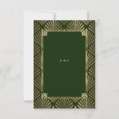 Goud Donker Groen Art Deco Song Aanvraag Bruiloft RSVP Kaartje (Achterkant)