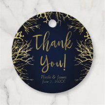 Goud & Donker Marineblauw Elegant Koraal Bruiloft