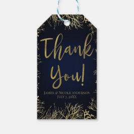 Goud & Donker Marineblauw Elegant Koraal Bruiloft Cadeaulabel