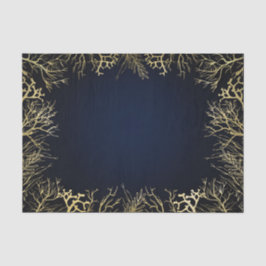 Goud & Donker Marineblauw Elegant Koraal Bruiloft Tissuepapier