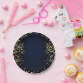 Goud & Donker Navyblauw Elegant Koraal Bruiloft Papieren Bordje (Feest)