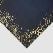 Goud & Donker Navyblauw Elegant Koraal Bruiloft Tissuepapier (Detail)