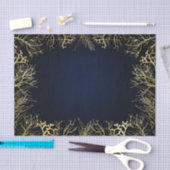 Goud & Donker Navyblauw Elegant Koraal Bruiloft Tissuepapier (Craft)