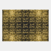Goud donker sparkles Sweet 16 elegant script patro Inpakpapier Vel (Voorkant 2)