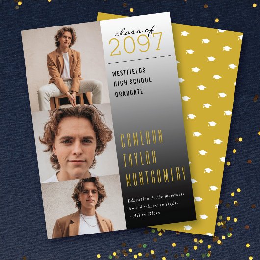 Goud donker tot licht Citaat 3 Foto modern Afstude Aankondiging