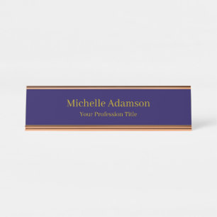 Goud & Donkerblauw Kleur Professional Plain Modern Bureau Naambordje