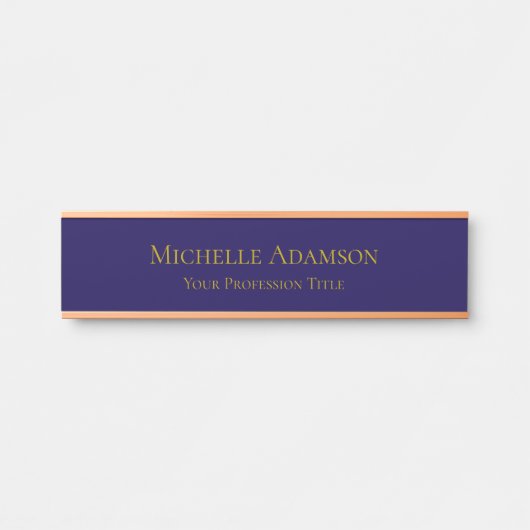 Goud & Donkerblauw Kleur Professional Plain Modern Deurbordje (Voorkant)