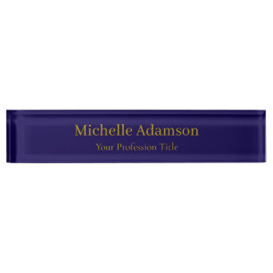Goud & Donkerblauw Kleur Professional Plain Modern Naambordje