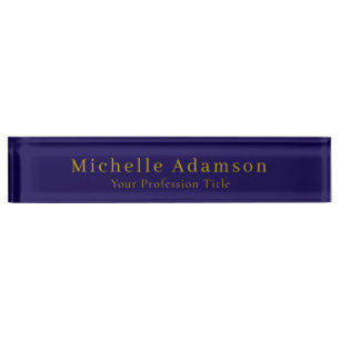 Goud & Donkerblauw Kleur Professional Plain Modern Naambordje