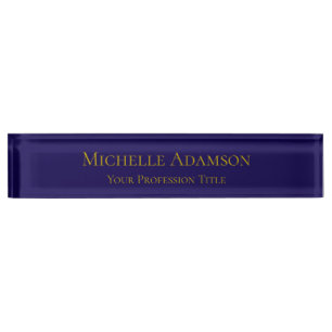 Goud & Donkerblauw Kleur Professional Plain Modern Naambordje