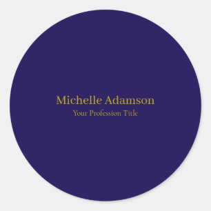 Goud & Donkerblauw Kleur Professional Plain Modern Ronde Sticker
