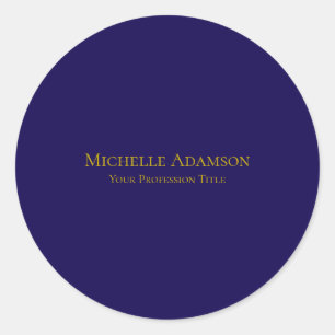Goud & Donkerblauw Kleur Professional Plain Modern Ronde Sticker