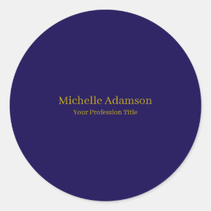 Goud & Donkerblauw Kleur Professional Plain Modern Ronde Sticker