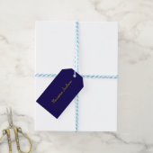 Goud & Donkerblauwe Kleur Professionele Eenvoudige Cadeaulabel (Met Touw)