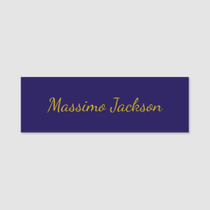 Goud & Donkerblauwe Kleur Professionele Eenvoudige Naamplaatje