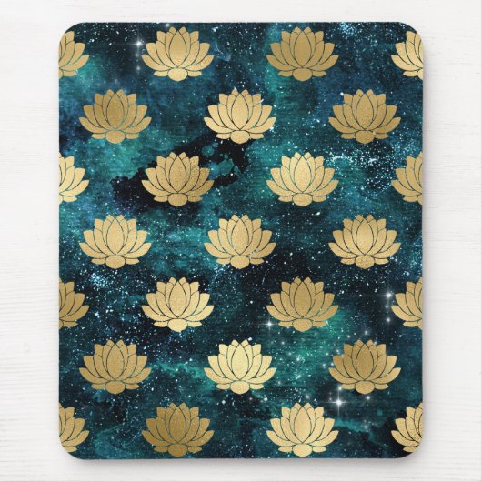 Goud & Donkergroen Galaxy Dharma Mandala Patroon Muismat (Voorkant)