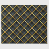 Goud & Donkergroen Tartan Plaid Kerstmis Cadeaupapier (Vlak)