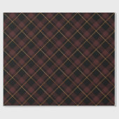 Goud & Donkerrode Tartan Plaid Kerstmis Cadeaupapier (Vlak)