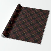 Goud & Donkerrode Tartan Plaid Kerstmis Cadeaupapier (Uitgerold)