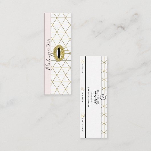 Goud Dripping Lips Glitter Drips Make-up Artiest Mini Visitekaartje (Voorkant / Achterkant)