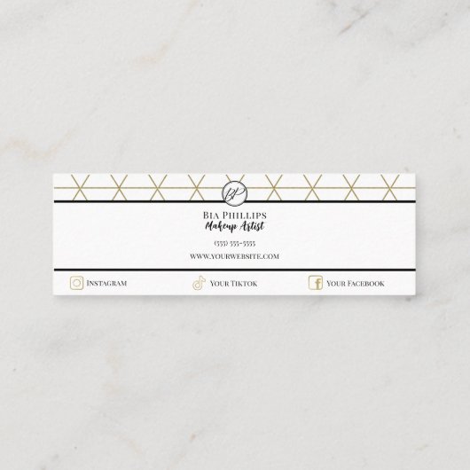 Goud Dripping Lips Glitter Drips Make-up Artiest Mini Visitekaartje (Achterkant)