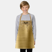 Goud druppelende glitters glamour persoonlijke S Schort (Gedragen)