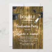 Goud Dubbel Afstuderen Twee Foto Afgestudeerden Kaart (Voorkant)