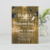 Goud Dubbel Afstuderen Twee Foto Afgestudeerden Kaart (Staand voorkant)