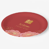 Goud Dubbel Geluk Chinees Huwelijk Papieren Bordje (Gekanteld)