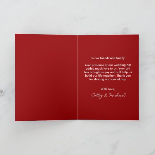 Goud dubbel geluk cirkel bloem met bruiloft bedankkaart (Binnen)