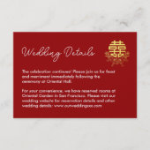 Goud dubbel geluk cirkel bloem met bruiloft informatiekaartje (Voorkant)