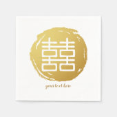 Goud Dubbel Geluk Trouwfeest Servet Set (Voorkant)