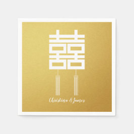 Goud Dubbel Geluk Trouwfeest Servet Set