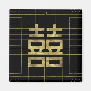 Goud dubbel gelukssymbool Geometrisch Magneet