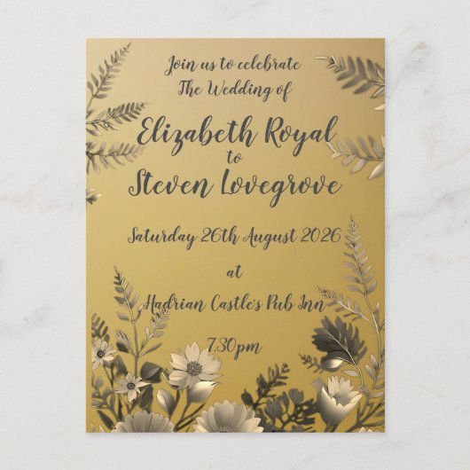 Goud Duidelijk & Eenvoudig Licht Bloemen Ontwerp T Briefkaart (Voorkant)