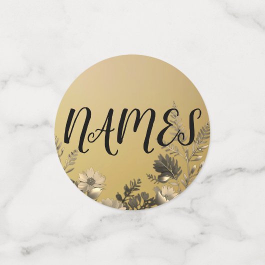 Goud Duidelijk & Eenvoudig Licht Bloemen Ontwerp T Confetti (Kleine voorkant)