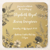 Goud Duidelijk & Eenvoudig Licht Bloemen Ontwerp T Kartonnen Onderzetters (Voorkant)