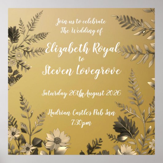 Goud Duidelijk & Eenvoudig Licht Bloemen Ontwerp T Poster (Voorkant)