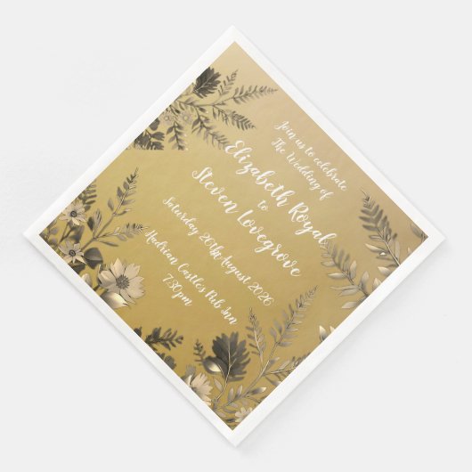 Goud Duidelijk & Eenvoudig Licht Bloemen Ontwerp T Servet (Hoek)