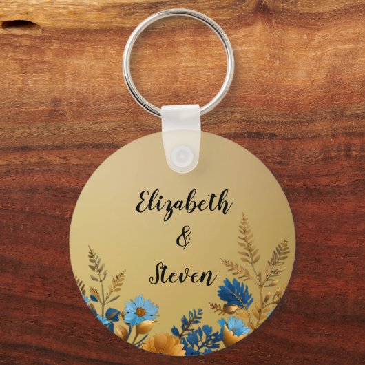 Goud Duidelijk & Eenvoudig Licht Bloemen Ontwerp T Sleutelhanger (Achterkant)