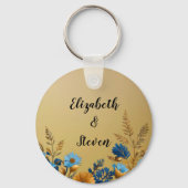 Goud Duidelijk & Eenvoudig Licht Bloemen Ontwerp T Sleutelhanger (Achterkant)