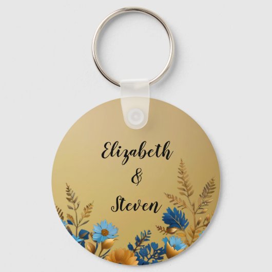 Goud Duidelijk & Eenvoudig Licht Bloemen Ontwerp T Sleutelhanger (Achterkant)