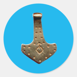 Goud-duim-blauwe grote ronde stickers